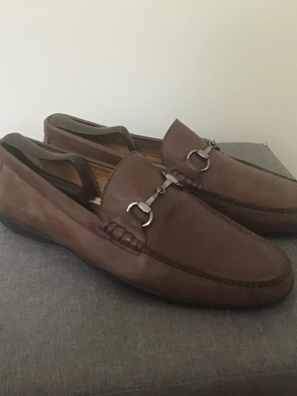 Peter Millar brown leather horsebit loafer moccasins drivers size 11